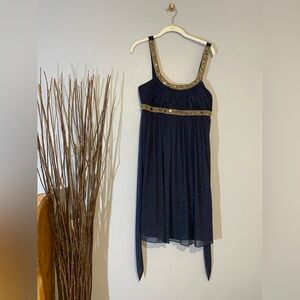 City Studio Navy Blue Dress with Gold Accents